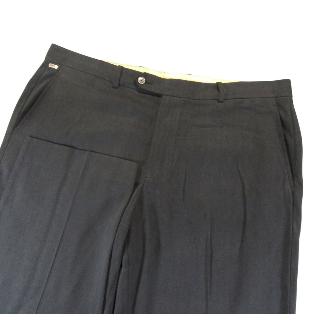 Tommy Bahama Mens Dress Pants‎ 40 x 30 Black Silk Cotton Flat Front Pocket